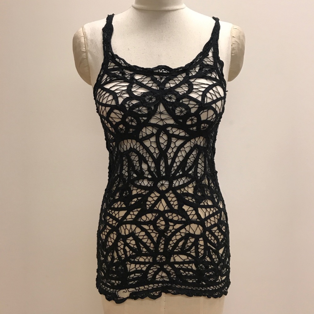 Free People Crochet Lace Tank Top size XS with FLAWS